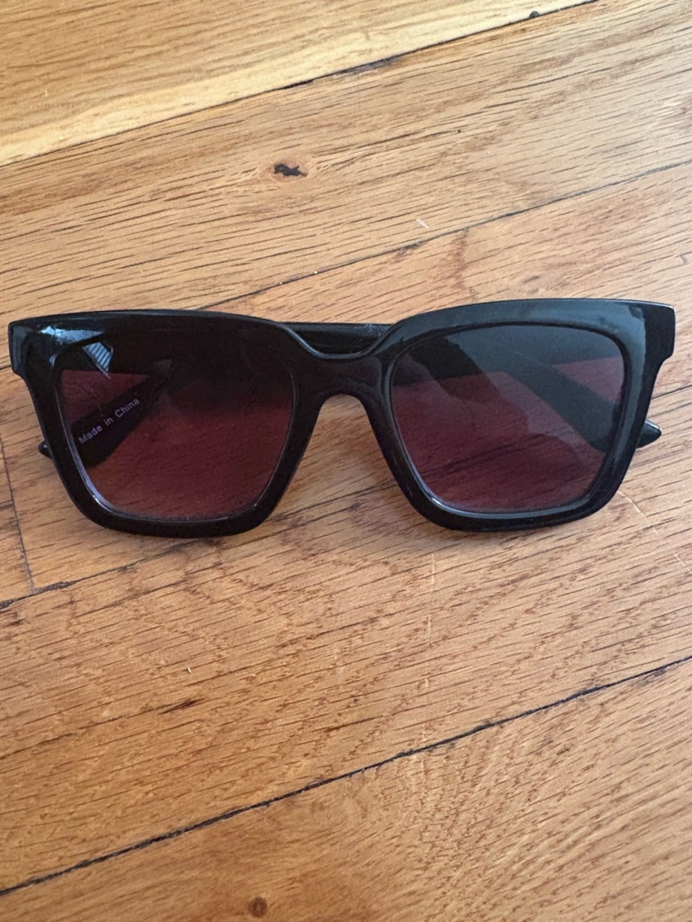 PINK Victoria's Secret Black Frame Sunglasses with Burgundy Lenses